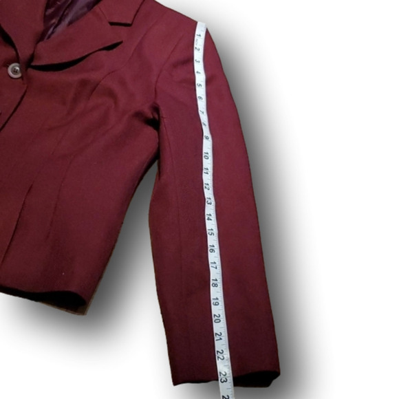 SAG Harbor Suit Petite Cranberry Red Blazer Size 12P - Picture 13 of 15